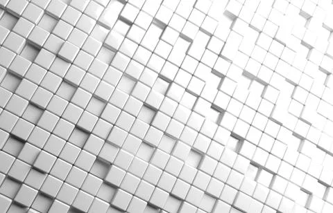 Abstract geometric shape of white cubes 3d render background Illustrazione stock