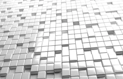 Abstract geometric shape of white cubes 3d render background Stock Illustration