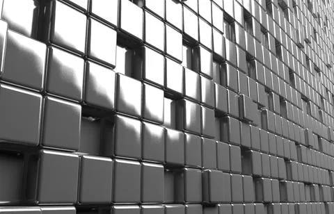 Abstract geometric shape of white cubes 3d render background Stock Illustration