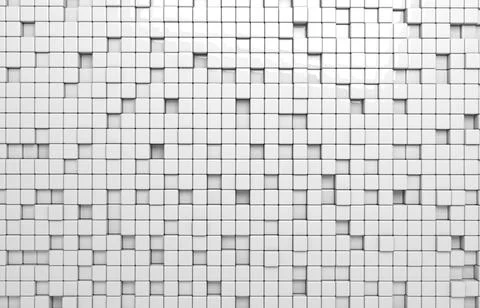 Abstract geometric shape of white cubes 3d render. Futuristic fashioned gloss Stock Illustration