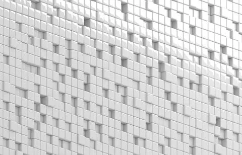 Abstract geometric shape of white cubes 3d render. Futuristic fashioned gloss Ilustración de archivo