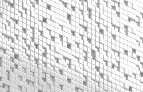 Abstract geometric shape of white cubes 3d render. Futuristic fashioned gloss Stock Illustration