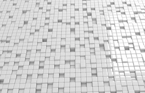 Abstract geometric shape of white cubes 3d render. Futuristic fashioned gloss Ilustración de archivo