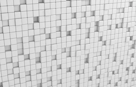 Abstract geometric shape of white cubes 3d render. Futuristic fashioned gloss Ilustración de archivo