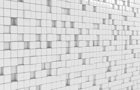 Abstract geometric shape of white cubes 3d render. Futuristic fashioned gloss Stock Illustration