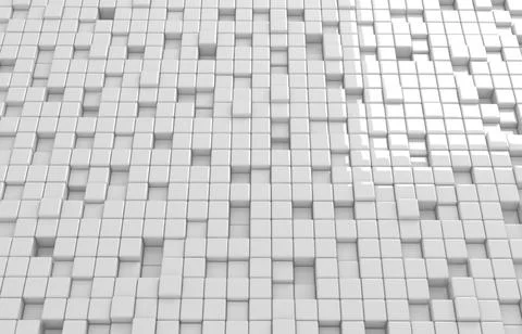 Abstract geometric shape of white cubes 3d render. Futuristic fashioned gloss Stock Illustration