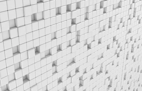 Abstract geometric shape of white cubes 3d render. Futuristic fashioned gloss Ilustración de archivo