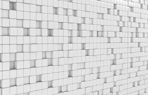 Abstract geometric shape of white cubes 3d render. Futuristic fashioned gloss Stock Illustration