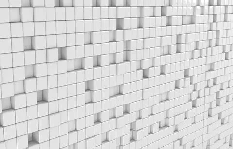 Abstract geometric shape of white cubes 3d render. Futuristic fashioned gloss Ilustración de archivo