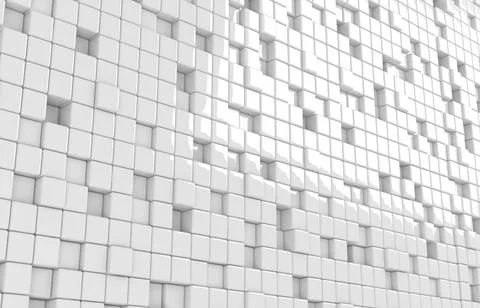 Abstract geometric shape of white cubes 3d render. Futuristic fashioned gloss Stock Illustration