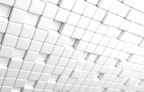 Abstract geometric shape of white cubes 3d render Stock Illustration