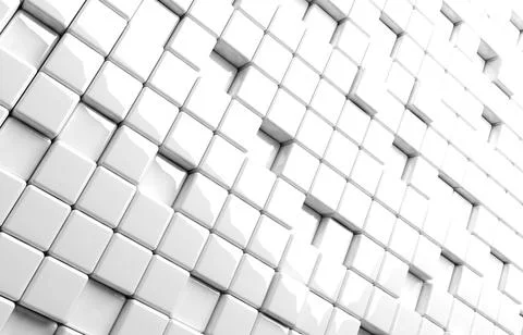 Abstract geometric shape of white cubes 3d render Ilustración de archivo