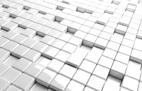 Abstract geometric shape of white cubes 3d render Ilustración de archivo