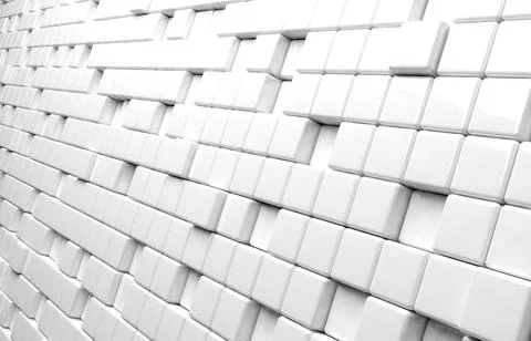 Abstract geometric shape of white cubes 3d render Ilustración de archivo