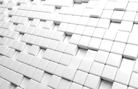 Abstract geometric shape of white cubes 3d render Ilustración de archivo