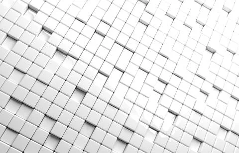 Abstract geometric shape of white cubes 3d render Ilustración de archivo