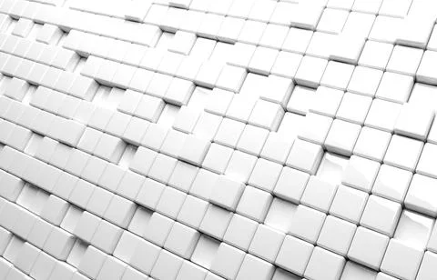 Abstract geometric shape of white cubes 3d render Ilustración de archivo