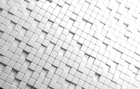 Abstract geometric shape of white cubes 3d render Illustrazione stock