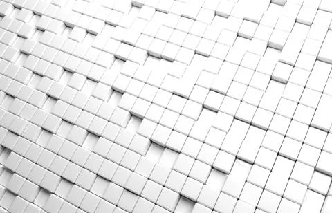 Abstract geometric shape of white cubes 3d render Illustrazione stock