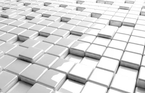 Abstract geometric shape of white cubes 3d render Ilustración de archivo