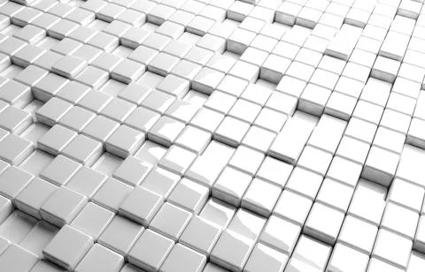 Abstract geometric shape of white cubes 3d render Stock Illustration