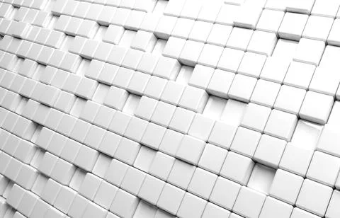 Abstract geometric shape of white cubes 3d render Ilustración de archivo