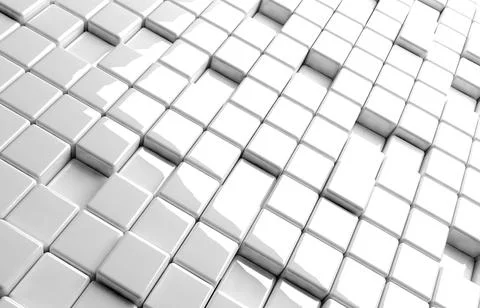 Abstract geometric shape of white cubes 3d render Ilustración de archivo