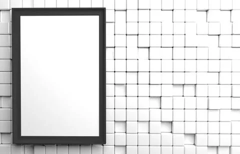 Abstract geometric shape of white cubes 3d render Stock Illustration