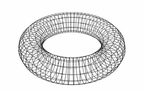 Abstract geometric shape. Wireframe object isolated on white background. Toru Illustrazione stock