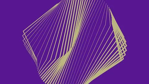 Abstract geometric shape with yellow lines on purple background イラスト素材