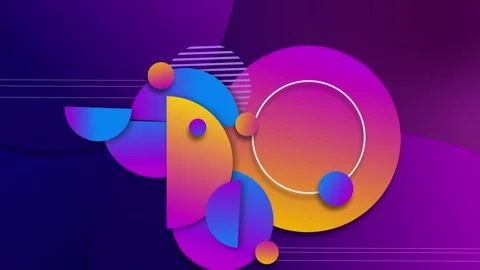 Abstract geometric shapes and circles gradient background with layered 3d s.. Vídeo Stock 336749617
