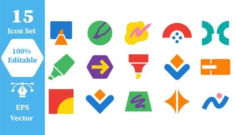 Abstract geometric shapes and creative design element icons with abstract Ilustración de archivo