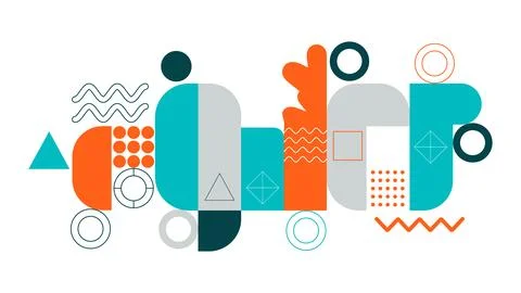 Abstract geometric shapes and patterns with playful colors abstract geometric 스톡 일러스트