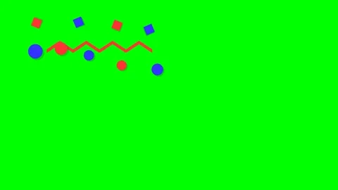 Abstract geometric shapes and a red zigzag line on a bright green background Stock Footage 340267630