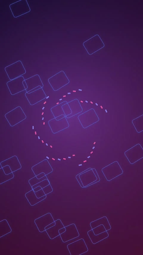Abstract geometric shapes animate on a vibrant purple background Stock Footage 327943443