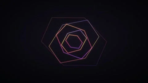 Abstract geometric shapes animating in neon glowing gradient. Stock Footage 341770636