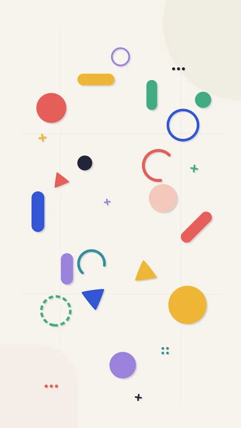Abstract geometric shapes animation loop with colorful flat design elements Stock Footage 346735897