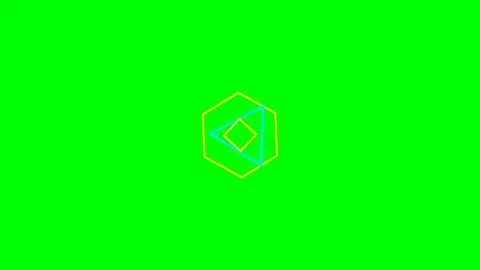 Abstract geometric shapes arranged in a concentric pattern on green backgroun Stock Footage 340903342