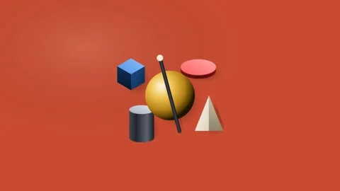 Abstract Geometric Shapes Arranged on Red Background. Stock Footage 337116840