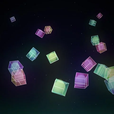 Abstract Geometric Shapes Array Floating in Dark Space Background Vídeos de archivo 344777080