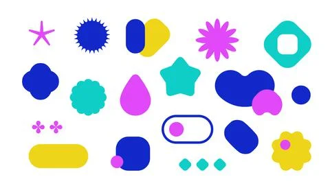 Abstract geometric shapes. Basic figures brutalism swiss style, primitive bold Stock Illustration