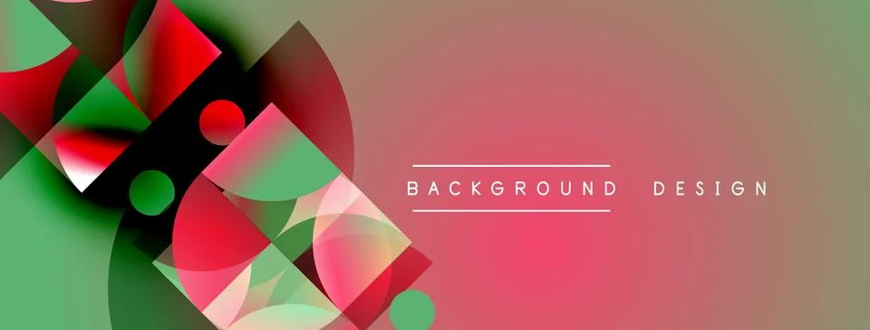 Abstract geometric shapes blend, creating vibrant gradient background. Red, Stock Illustration