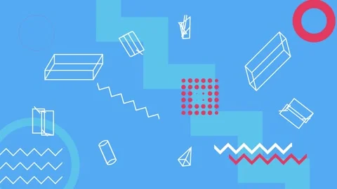 Abstract geometric shapes on a blue background with various elements. Stock Footage 320463804