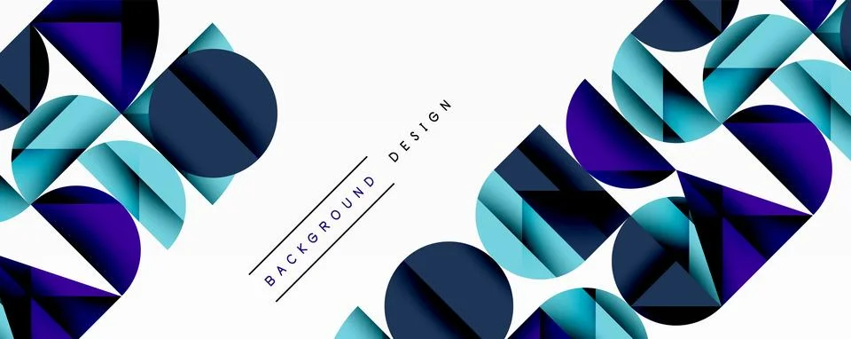 Abstract geometric shapes, blue tones dominate. Modern design elements create Stock Illustration