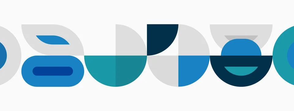 Abstract geometric shapes, blue tones dominate design. Minimalist pattern Stock Illustration