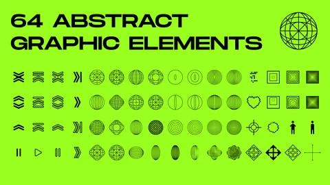 Abstract geometric shapes, brutalism forms, memphis geometric elements. Illustrazione stock