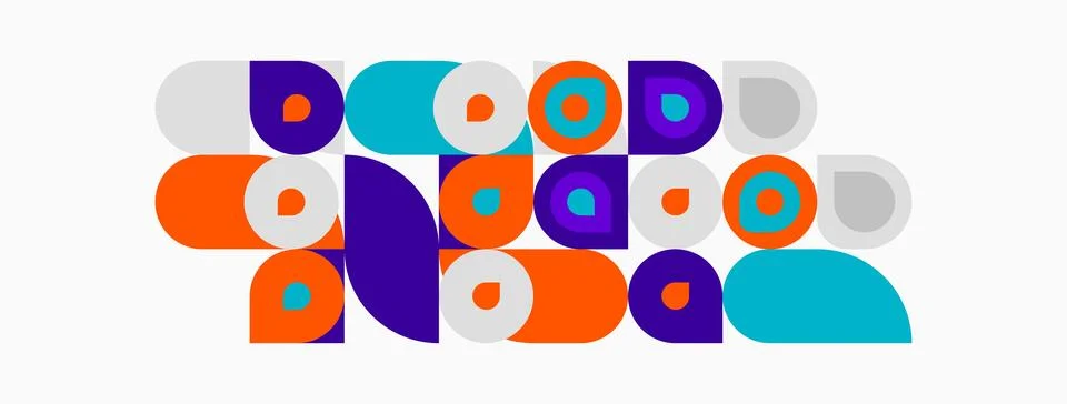 Abstract geometric shapes, circles, rectangles, vibrant colors. Modern design Stock Illustration
