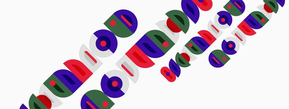Abstract geometric shapes, circles, rectangles, lines. Colorful design with Stockillustratie