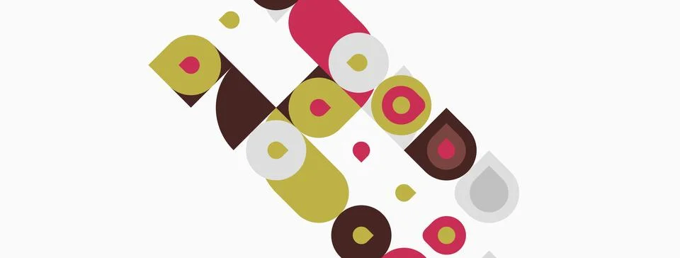 Abstract geometric shapes, circles, rectangles form word good. Colors include Stock Illustration