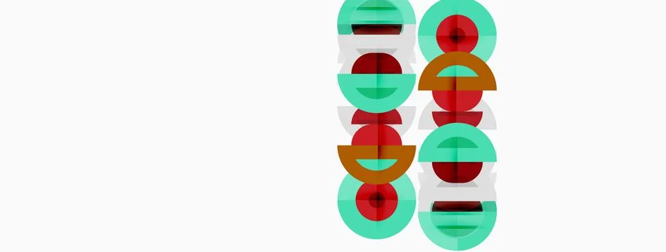 Abstract geometric shapes, circles, rectangles overlap creating colorful pa.. 스톡 일러스트